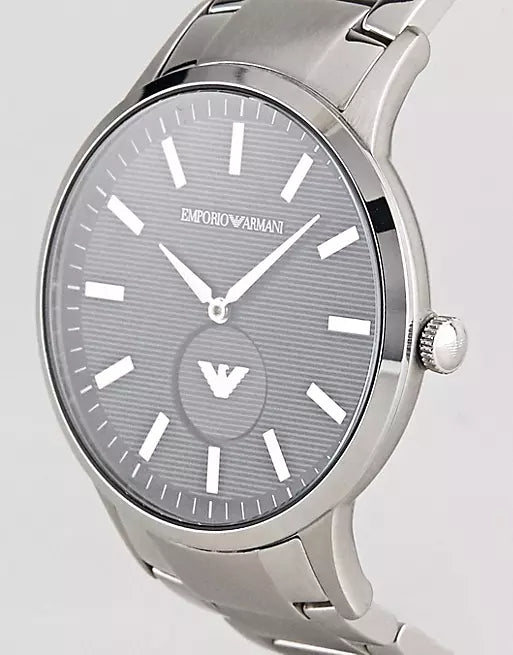 Emporio Armani Renato Quartz Black Dial Silver Steel Strap  Watch For Men - AR11118