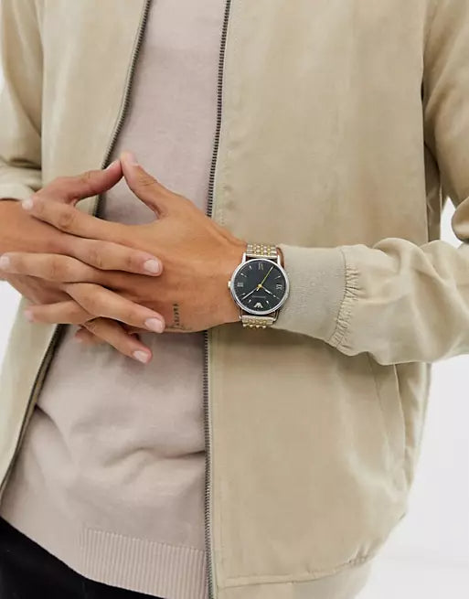 Emporio Armani Kappa Quartz Black Dial Two Tone Mesh Bracelet Watch For Men - AR11228