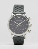 Emporio Armani Luigi Chronograph Quartz Grey Dial Grey Leather Strap Watch For Men - AR1735