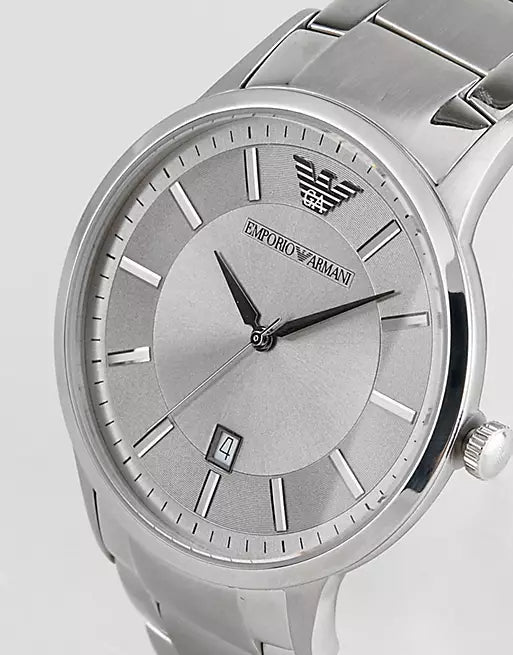 Emporio Armani Classic Quartz Silver Dial Silver Steel Strap Watch For Men - AR2478