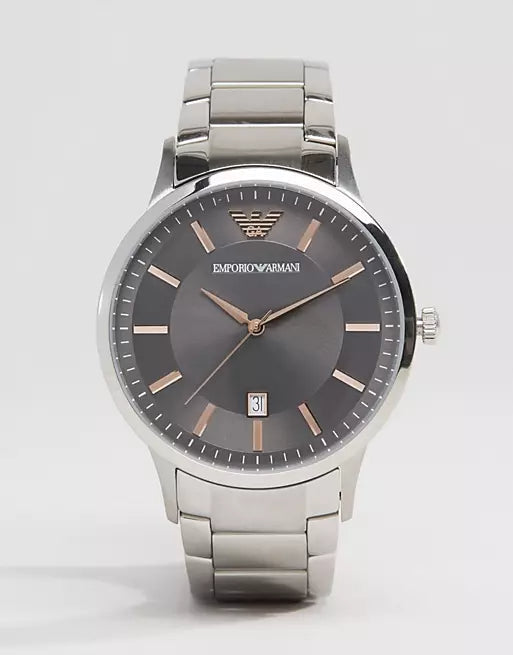 Emporio Armani Renato Quartz Grey Dial Silver Steel Strap Watch For Men - AR2514