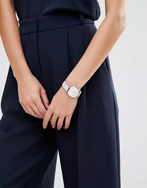 Emporio Armani Gianni T Bar Quartz Mother of Pearl Dial White Leather Strap Watch For Women - AR1965