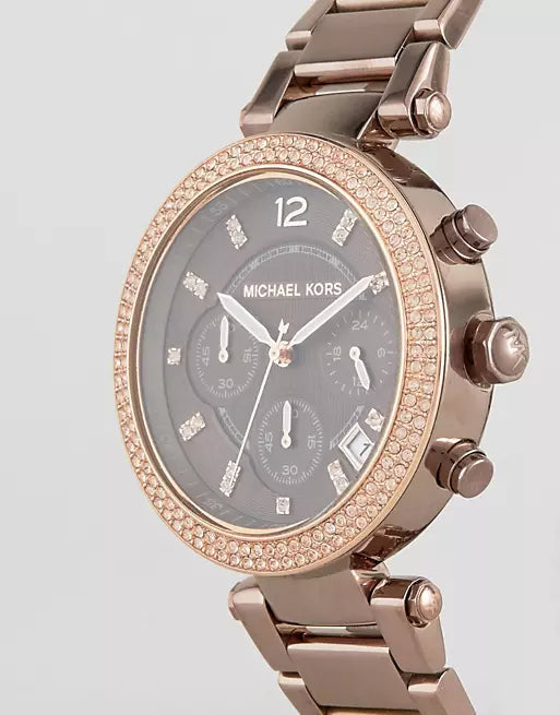 Michael Kors Parker Analog Quartz Brown Dial Brown Steel Strap Watch For Women - MK6378
