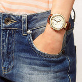 Michael Kors Parker Champagne Gold Dial Brown Leather Strap Watch for Women - MK2249