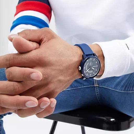 Tommy Hilfiger Denim Quartz Blue Dial Blue Rubber Strap Watch for Men - 1791482