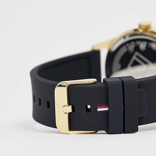 Tommy Hilfiger Austin Black Dial Black Rubber Strap Watch for Men - 1791636