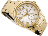 Guess Siren Diamonds Silver Dial Gold Steel Strap Watch for Women - W0442L2