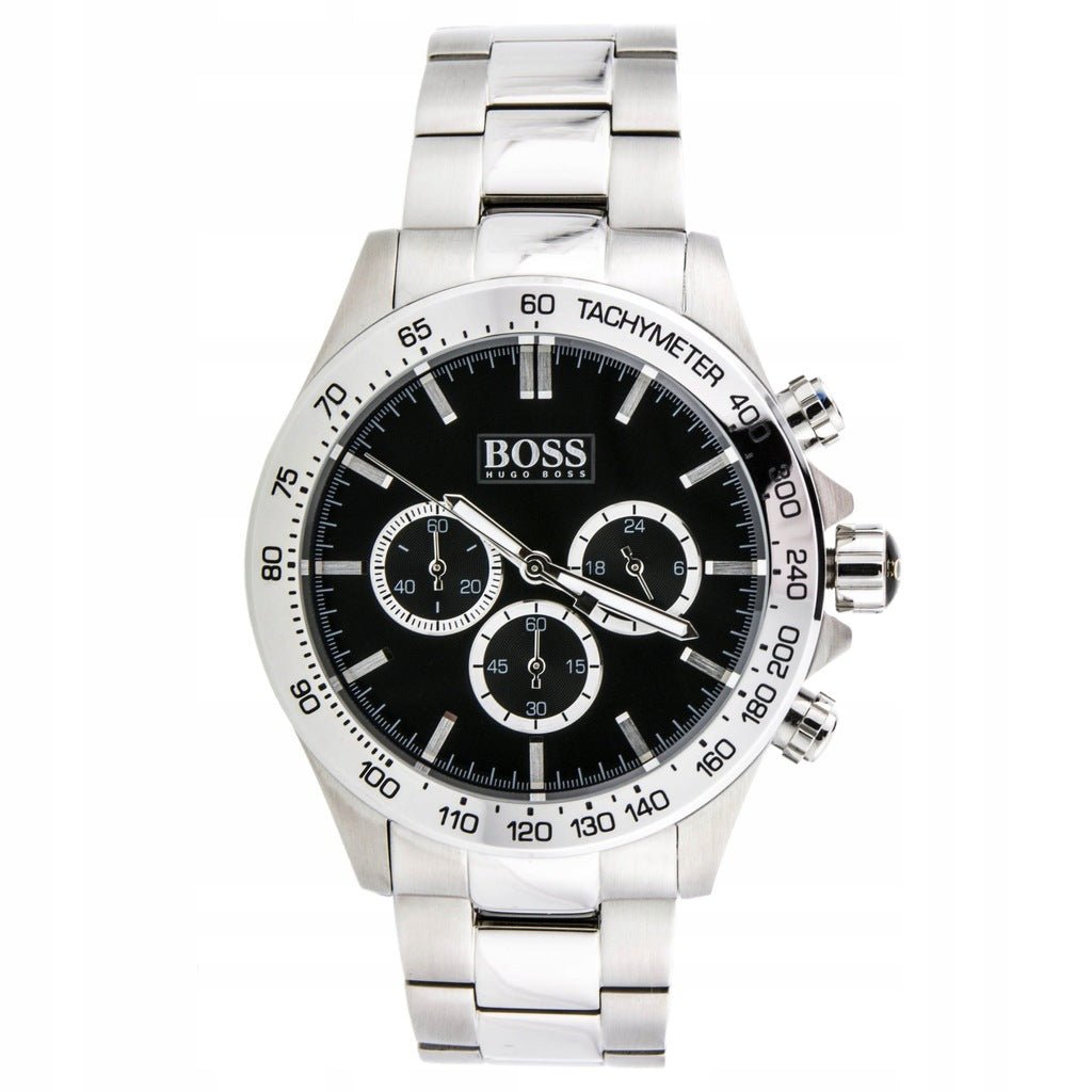 Hugo Boss Ikon Black Dial Silver Steel Strap Watch for Men - 1512965