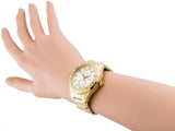 Guess Siren Diamonds Silver Dial Gold Steel Strap Watch for Women - W0442L2