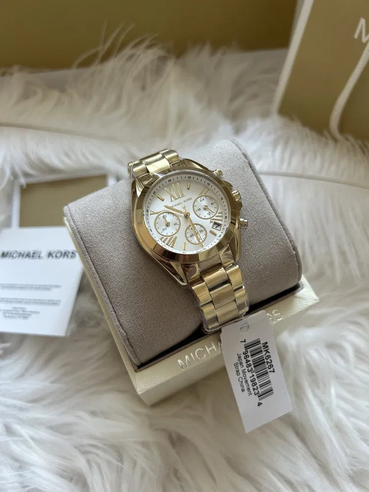 Michael Kors Lexington Quartz Gold Dial Gold Steel Strap Watch For Women - MK6267