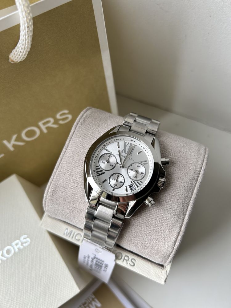 Michael Kors Bradshaw  Chronograph Silver Dial Silver Steel Strap Watch for Women - MK6174