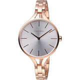 Calvin Klein Graphic Silver Dial Rose Gold Steel Strap Watch for Women - K7E23646