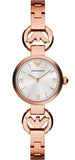 Emporio Armani Retro Quartz Silver Dial Rose Gold Steel Strap Watch For Women - AR1776