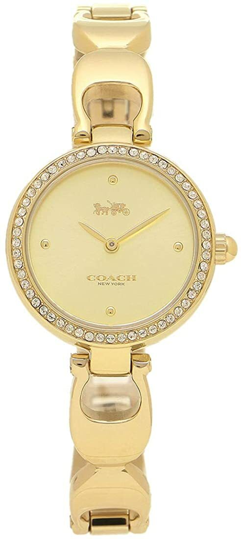 Coach Park Diamonds Gold Dial Gold Steel Strap Watch for Women - 14503171