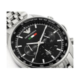 Emporio Armani Team Italia Chronograph Black Dial Silver Steel Strap Watch For Men - AR5983