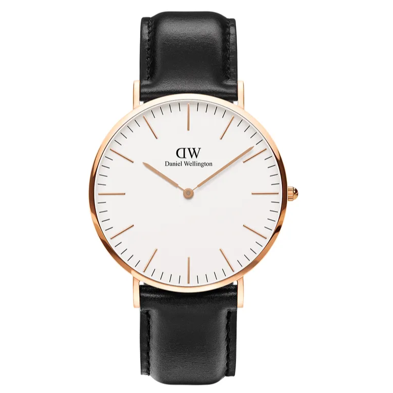Daniel Wellington Classic Sheffield White Dial Black Leather Strap Watch For Men - DW00100007