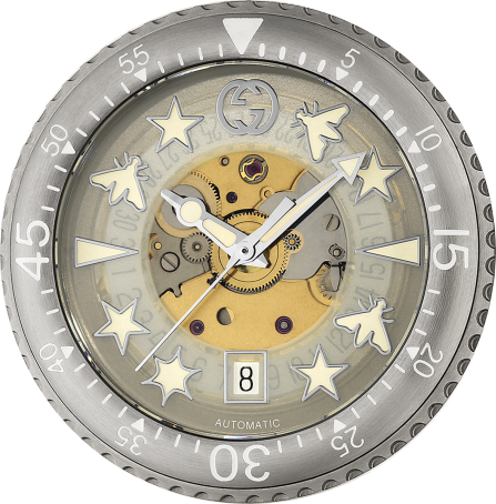 Gucci Dive Automatic Transparent Dial White Rubber Strap Watch For Men - YA136343