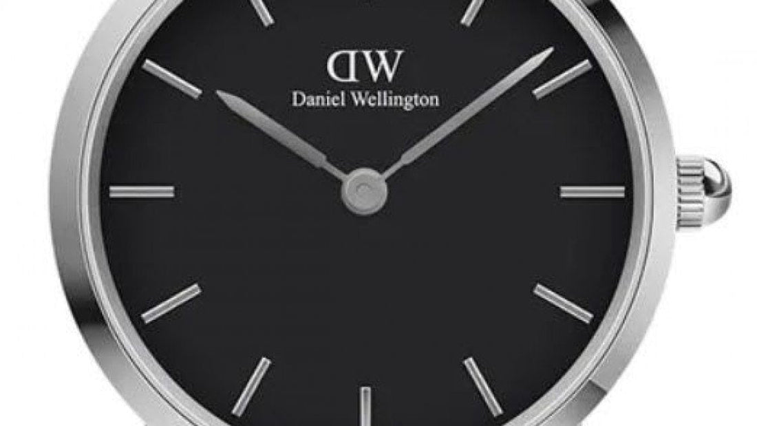 Daniel Wellington Iconic Link Black Dial Silver Steel Strap Watch For Women - DW00100208