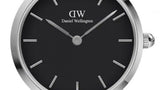 Daniel Wellington Iconic Link Black Dial Silver Steel Strap Watch For Women - DW00100208