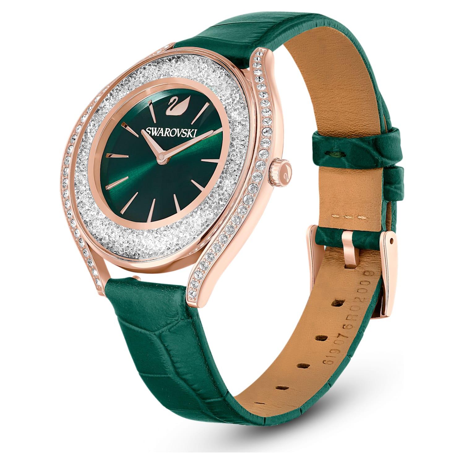 Swarovski Crystalline Aura Green Dial Green Leather Strap Watch for Women - 5644078