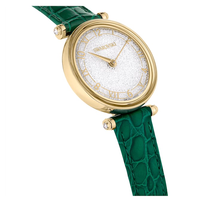 Swarovski Crystalline Wonder Silver Dial Green Leather Strap Watch for Women - 5656893