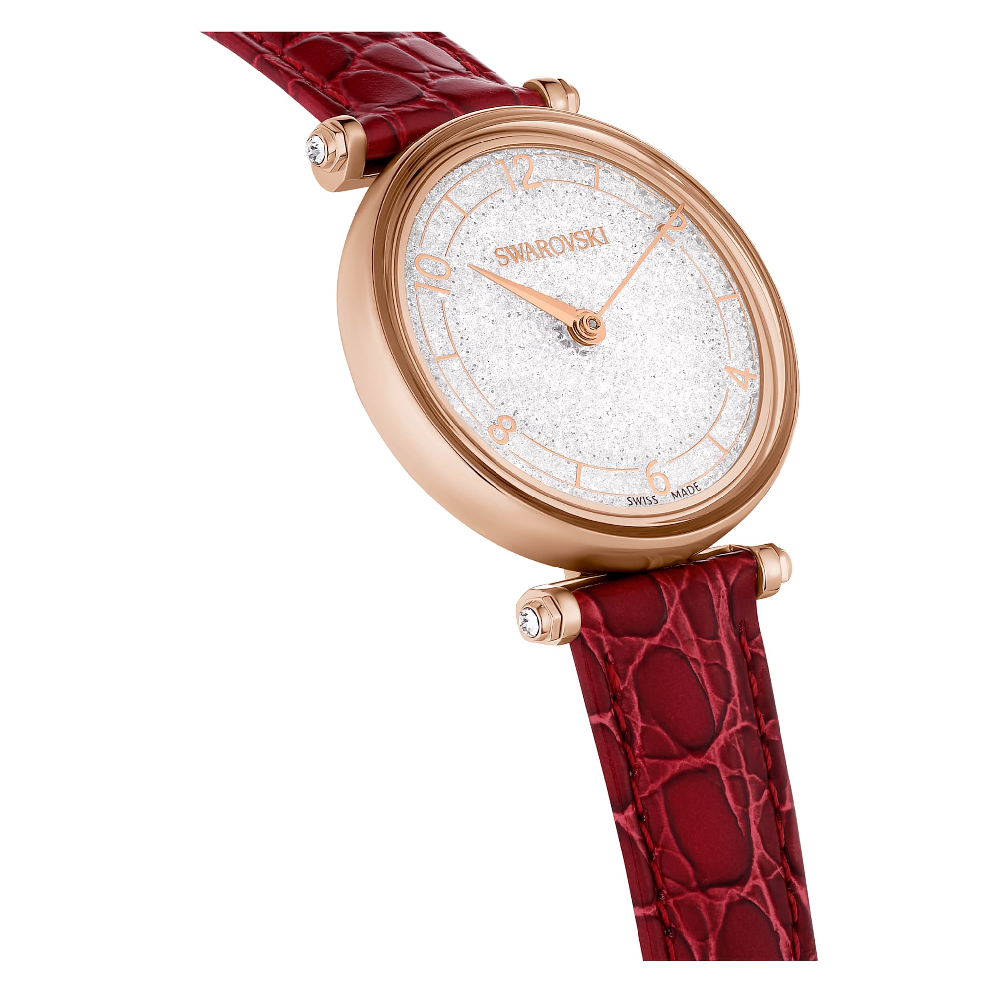 Swarovski Crystalline Wonder Silver Dial Red Leather Strap Watch for Women - 5656905