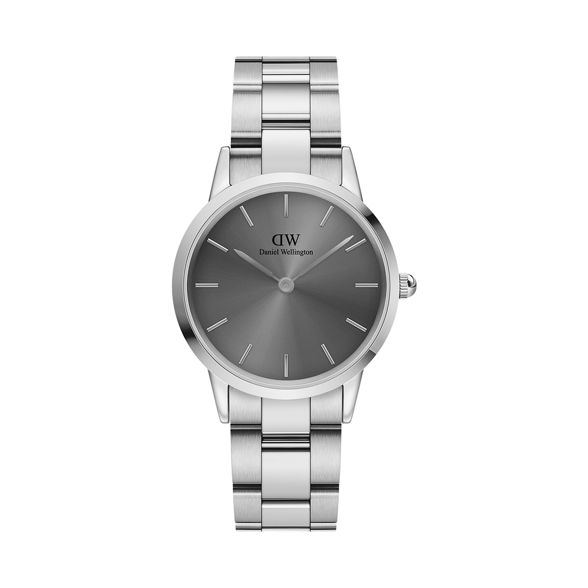 Daniel Wellington Link Grey Dial Silver Steel Strap Watch For Men - DW00100328