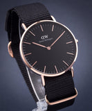 Daniel Wellington Classic Cornwall Black Dial Black NATO Strap Watch For Women - DW00100150