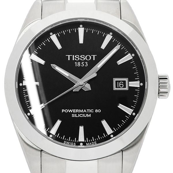 Tissot Gentleman Powermatic 80 Silicium Black Dial Silver Steel Strap Watch For Men - T127.407.11.051.00