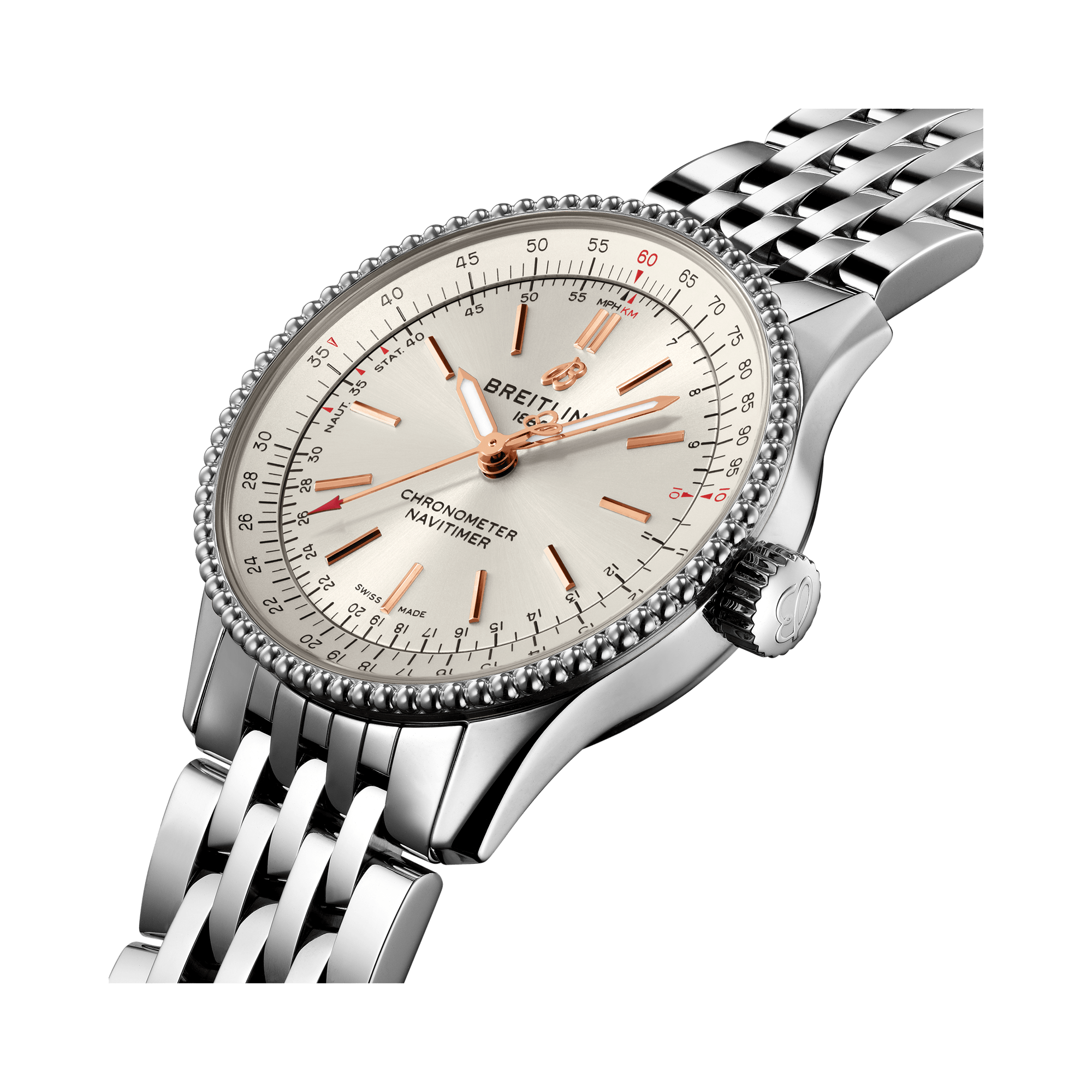 Breitling Navitimer Automatic 35 White Dial Silver Steel Strap Watch for Men - A17395F41G1A1