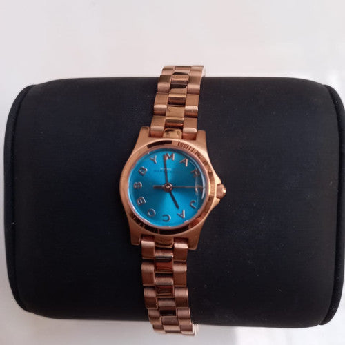 Marc Jacobs Henry Dinky Blue Dial Rose Gold Steel Strap Watch for Women - MBM3204