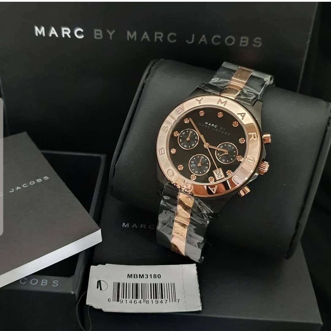 Marc Jacobs Blade Chronograph Grey Dial Two Tone Steel Strap Watch for Women - MBM3180