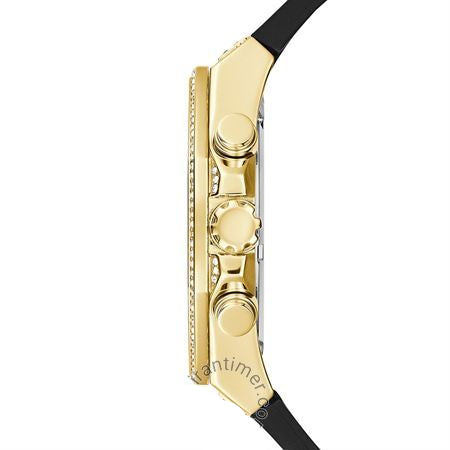 Guess Momentum Chronograph Diamonds Black Dial Black Silicone Strap Watch For Men - GW0518G2