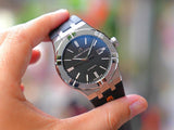 Maurice Lacroix Aikon Automatic Chronograph Black Dial Black Leather Strap Watch for Men - AI1808-SS000-330-2