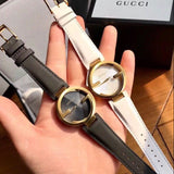 Gucci G Interlocking White Dial White Leather Strap Watch For Women - YA133327
