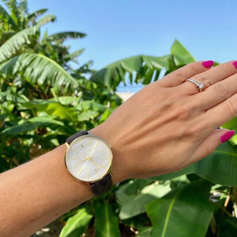 Michael Kors Pyper Quartz Silver Dial Brown Leather Strap Watch For Women - MK2857