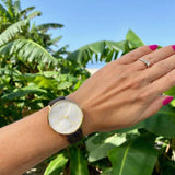 Michael Kors Pyper Quartz Silver Dial Brown Leather Strap Watch For Women - MK2857