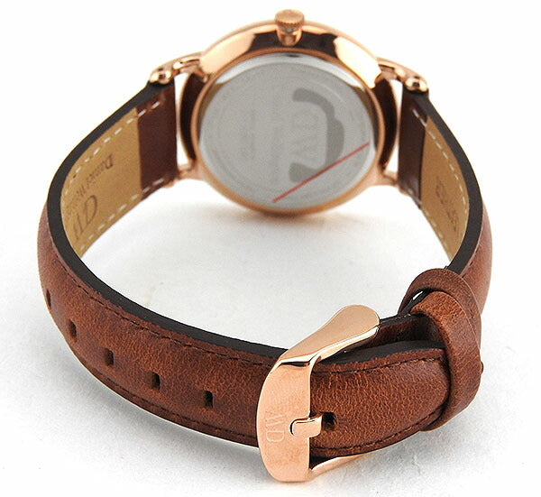 Daniel Wellington Dapper St Mawes White Dial Brown Leather Strap Watch For Women - DW00100091