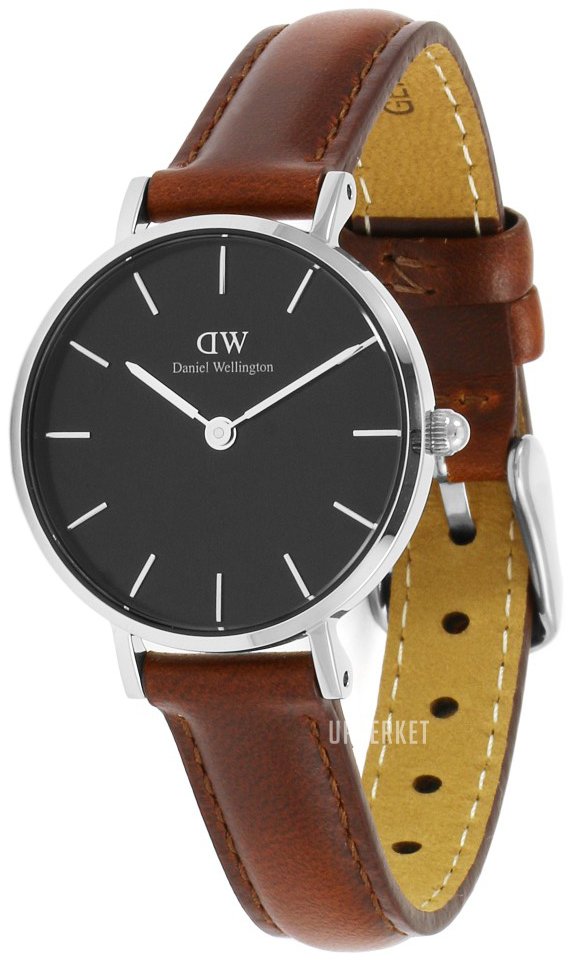 Daniel Wellington Classic Petite St Mawes Black Dial Brown Leather Strap Watch For Women - DW00100237