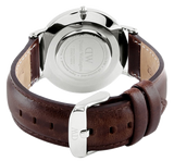 Daniel Wellington Classic Bristol White Dial Brown Leather Strap Watch For Women - DW00100056