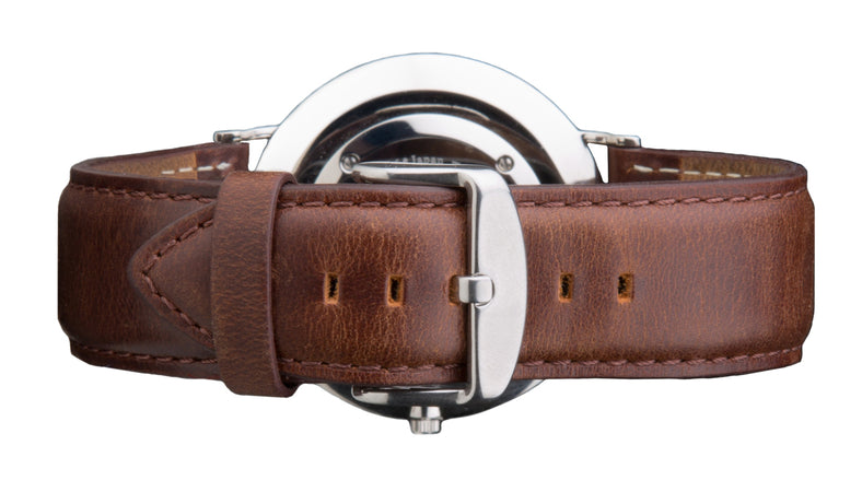 Daniel Wellington Classic Bristol White Dial Brown Leather Strap Watch For Women - DW00100056