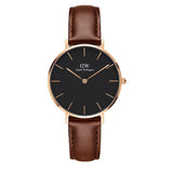 Daniel Wellington Petite St Mawes Black Dial Brown Leather Strap Watch For Women - DW00100169