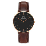 Daniel Wellington Classic Bristol Black Dial Brown Leather Strap Watch for Men - DW00100137