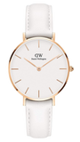 Daniel Wellington Petite Bondi White Dial White Leather Strap Watch for Women - DW00100189