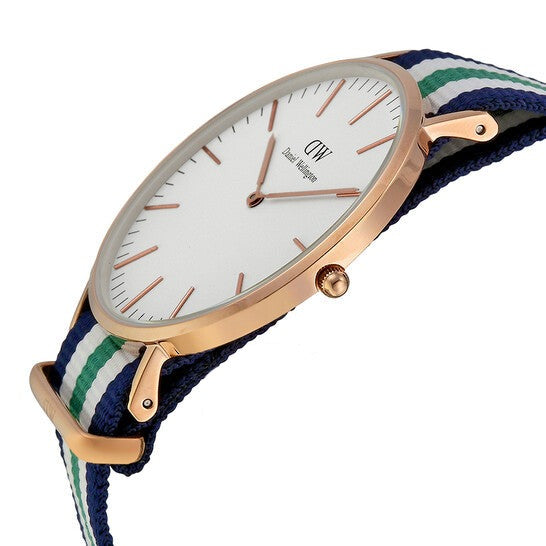 Daniel Wellington Classic Nottingham White Dial Two Tone NATO Strap Watch For Men - 0108DW