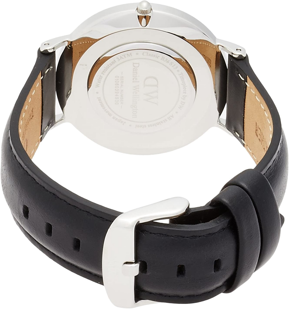 Daniel Wellington Classic Sheffield White Dial Black Leather Strap Watch For Women - DW00100053