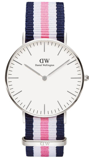 Daniel Wellington Classic Southampton White Dial Three Tone Nylon Strap Watch For Women - DW00100050