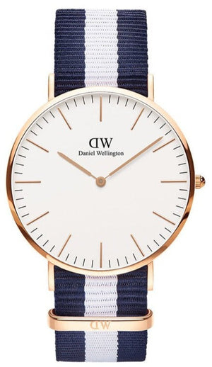 Daniel Wellington Classic Glasgow White Dial Two Tone NATO Strap Watch for Men - DW00100004