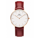 Daniel Wellington Classic Suffolk White Dial Brown Leather Strap Watch For Women - DW00100120
