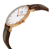 Daniel Wellington Classic York White Dial Brown Leather Strap Watch For Women - DW00100038